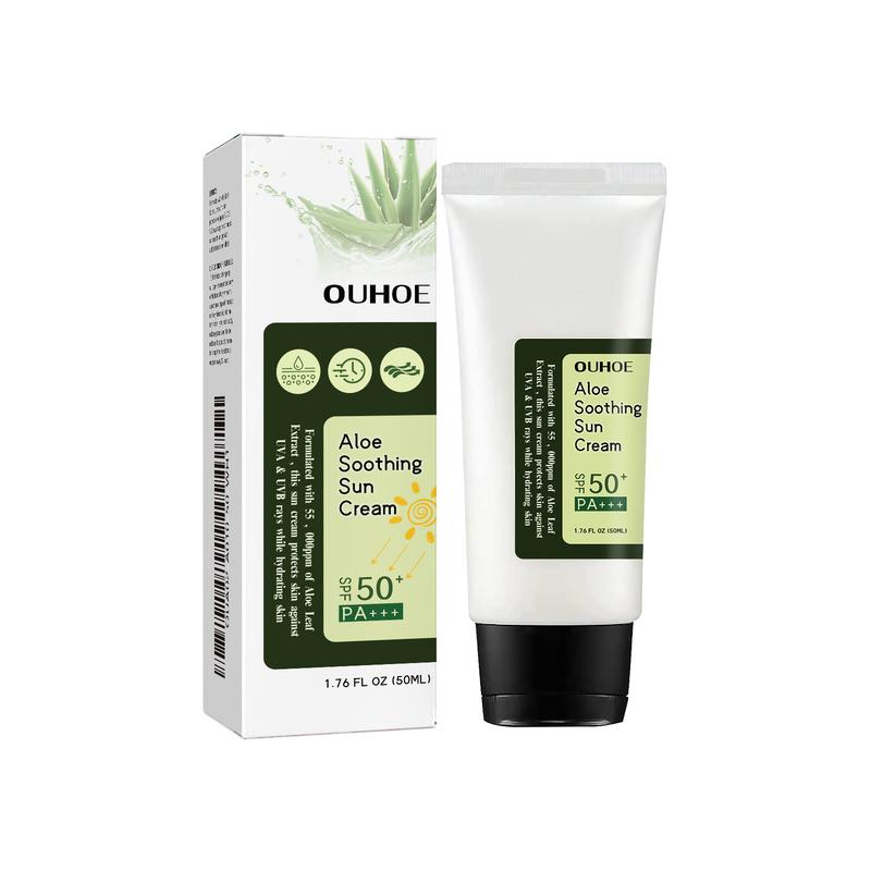 OUHOE Aloe Vera Protective Cream is a moisturizing and refreshing sunscreen that provides UV protection and isolation