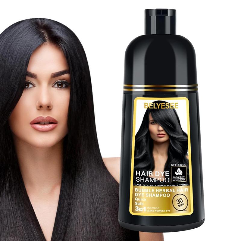 Hair Dye Shampoo for Gray Hair Coverage,Hair Color Shampoo for Men Women,Permanent Champu Con Tinte Para Canas,Tinte Negro Para El Cabello500ml Ammonia-Free Natural Herbal Ingredients（dark brown）