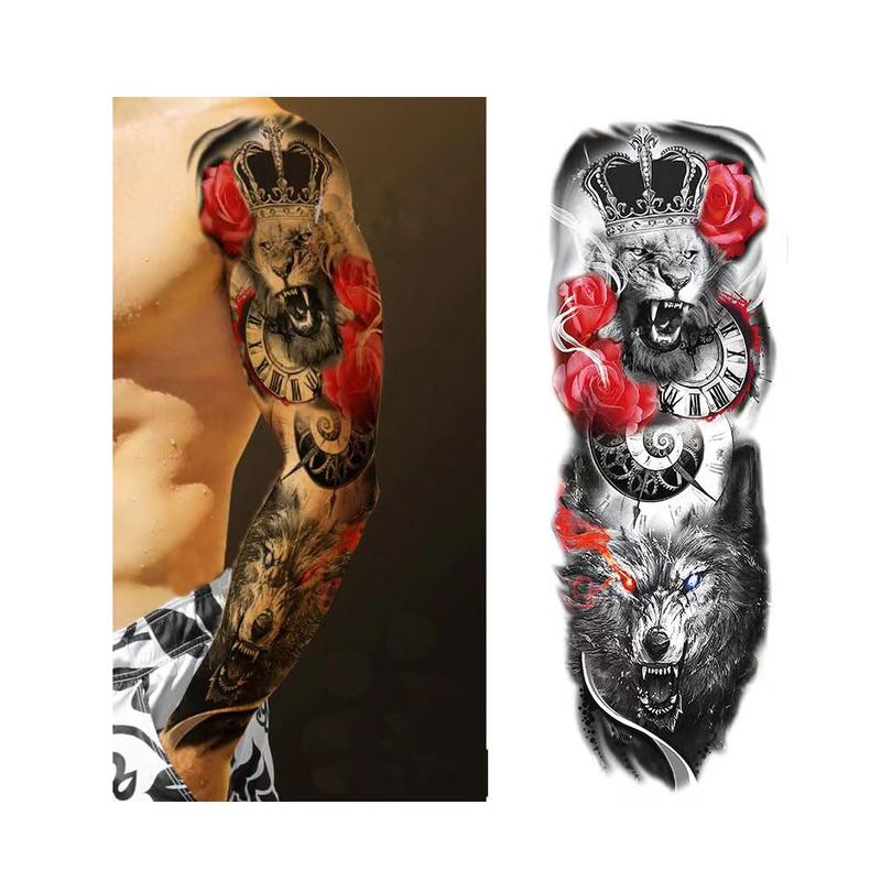 Full ArmTemporary Tattoos, temporary tattoos for men - Full Arm Waterproof Temporary Tattoos stickers 4 Sheets and Half Arm Shoulder Fake Tattoo 10 Sheets - Temporary Tattoos Adult BETY5