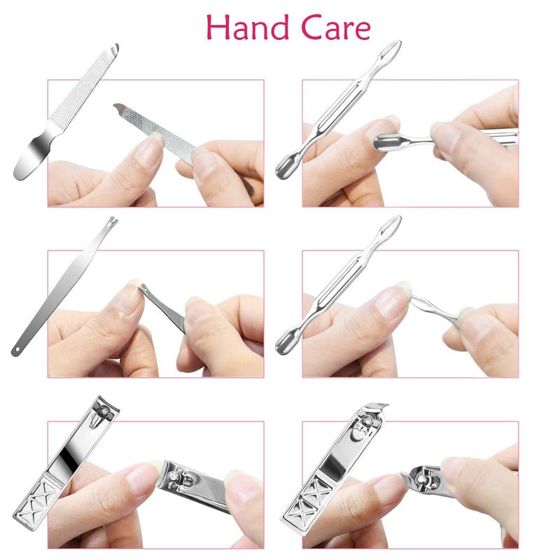 18 Piece Manicure Set, Travel Hygiene Stainless Steel Professional Knife Care Set Scissors Tweezers Knife Ear Spoon Tool Beauty Set with Leather Case