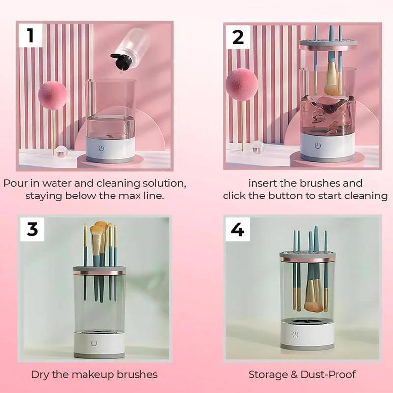 Electric Makeup Brush Cleaner Cosmetic Brush Cleaner 2024 New Automatic Spinning Makeup Brush Cleaner Fit  Powder Blend