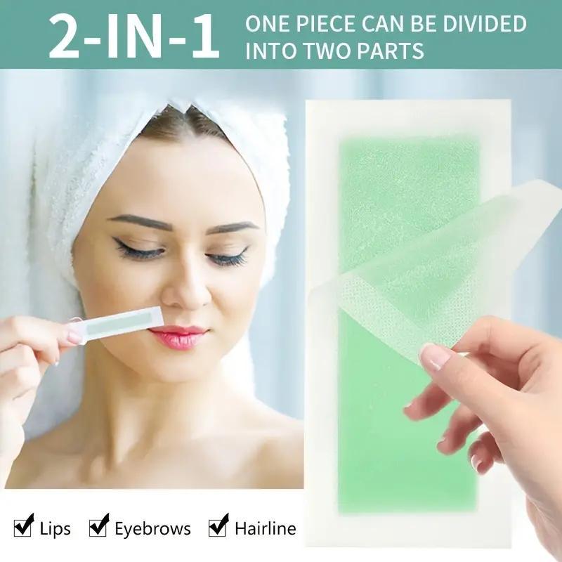 Portable Facial Hair Removal Wax Strips for Women, 15pcs Hair Remover Waxing Tool with 3 Wax Wipes, Quick Painless Hair Removal Products for Face & Body