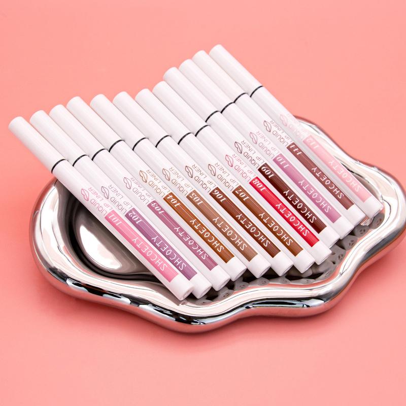 Long-lasting Lip Liner Set, 12pcs set Matte Lipstick, Sweat Proof Moisturizing Lip Liner, Suitable for All Occasions Lip Makeup, Girls and Women Makeup Accessories, Cosmetic Gift