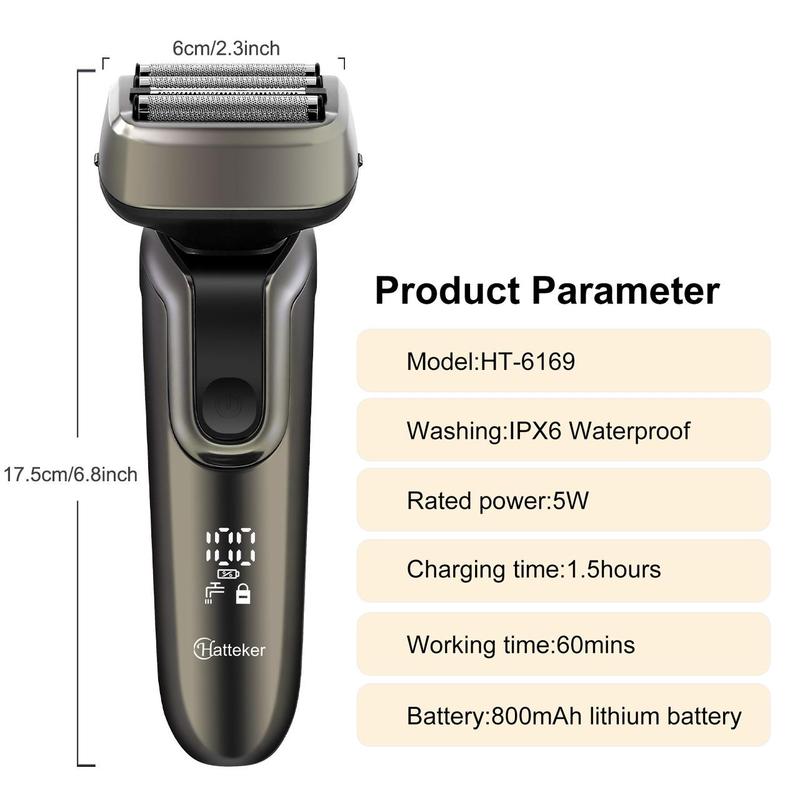 Electric Shaver, 1 Box Waterproof Electric Razor, Wet and Dry Use Men's Beard Trimmer, Safety Razor for Men, Great for Travel, Outing, Daily Use