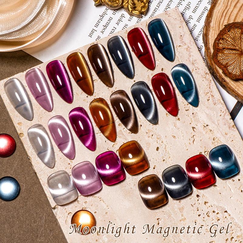 Gel Nail Polish Set, 8 Colors Mocha Brown Mirror Glass Cat Eye Gel, Soak of Uv French Cat Eye Gel Nail Polish Home Nail Salon, Christmas Gift