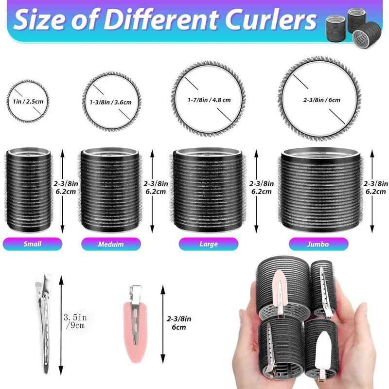 Hair Curlers & Hair Clips Set, 48pcs set Including 24 Hair Rollers & 24 Hair Clips, Heatless Hair Styling Tools for Long Medium Short Hair, Christmas Gift