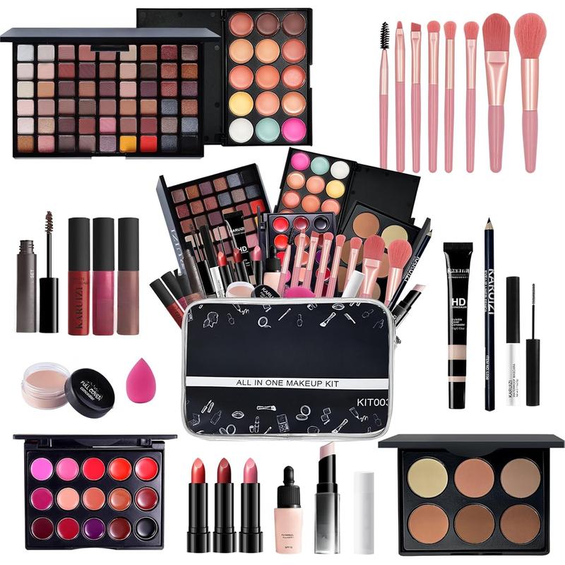 Makeup Kit All-in-one Makeup Gift Set for Women Full Kit, Eyeshadow Palette, Lip Gloss Set, Lipstick, Blush, Foundation, Concealer, Mascara, Eyebrow Pencil,Include Brush Set(KIT019)