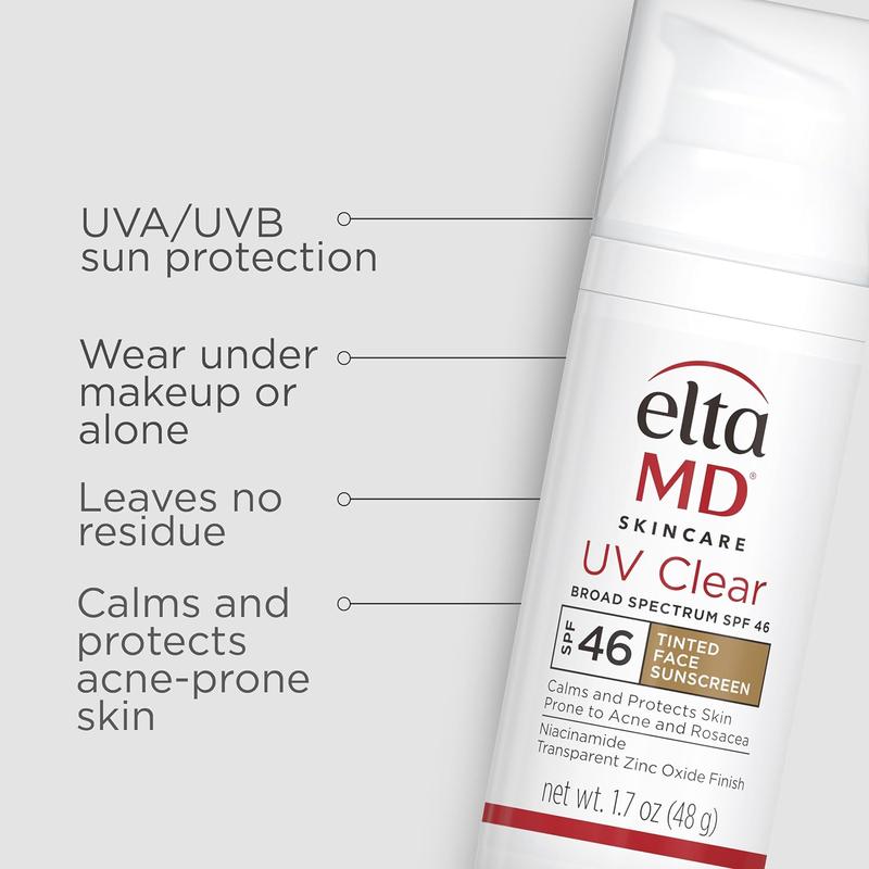 EltaMD UV Clear Tinted Face Sunscreen, Oil-Free Tinted Sunscreen with Zinc Oxide, Dermatologist Recommended Sunscreen, 1.7 oz Pump Comfort Skin Repair Facial Skincare