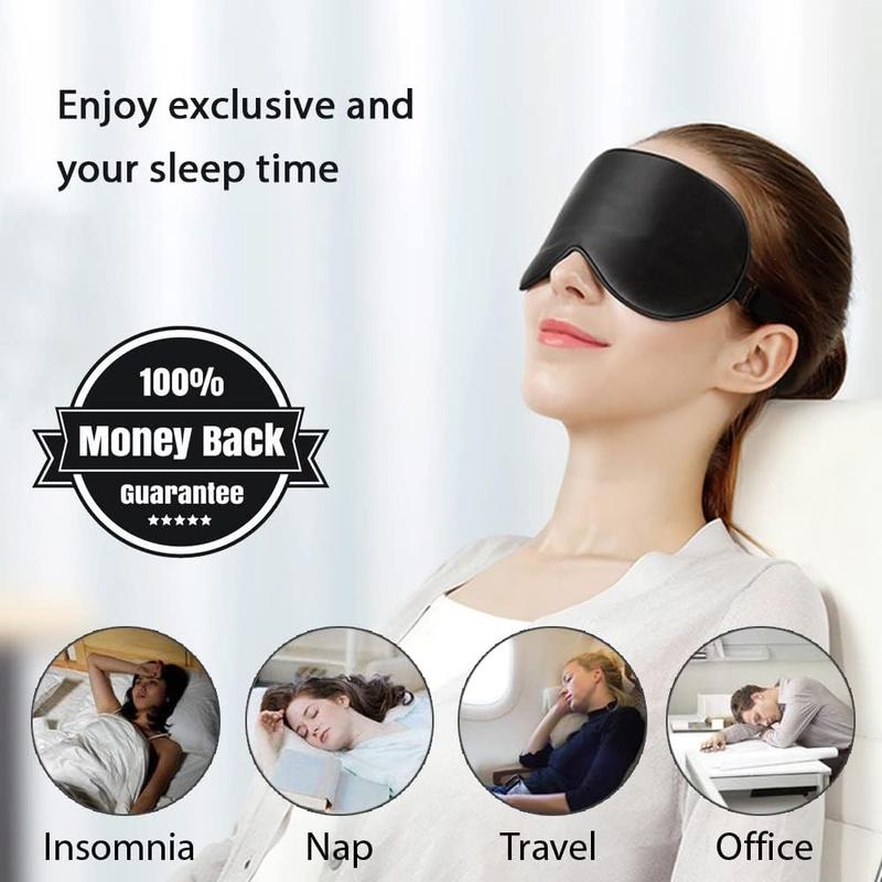 Eye Mask for Sleeping, Sleep Mask, Blindfold -  Silk Sleeping  for Women Men with Adjustable Strap, Eye Blinder,  Block Out Light, Zero Head