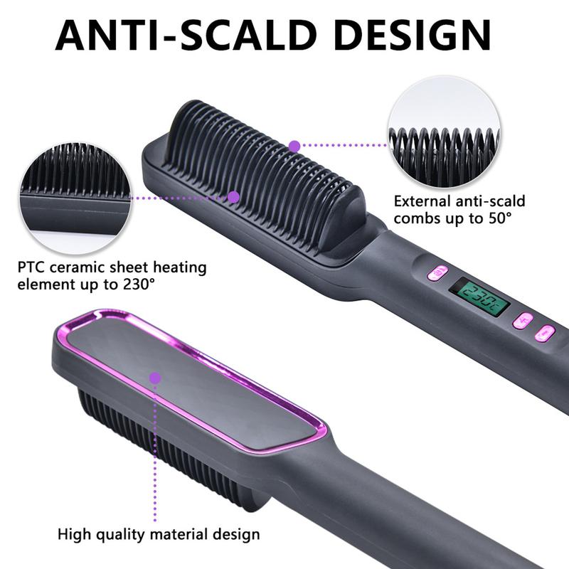 Hair Straightener Brush 2 in 1 Fast Heat Up Straightening Brush Professional Hair Styling Tool