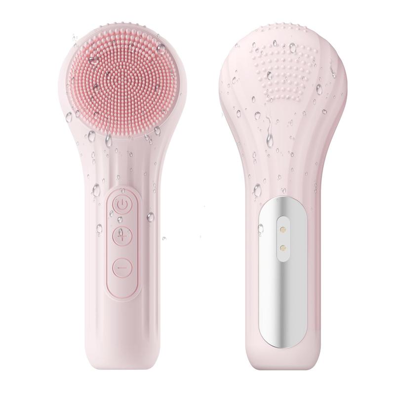 Rechargeable Portable Silicone Thermostatic Facial Cleansing Brush, High Frequency Vibration Facial Skin Care Brush, Facial Skin Care Tool for Women & Men