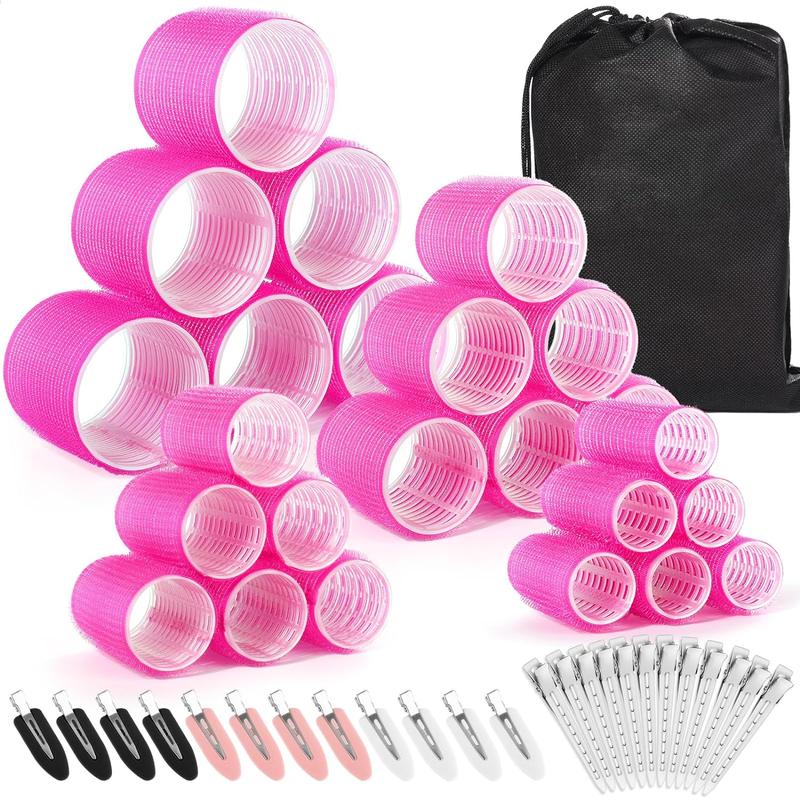 Hair Curlers & Hair Clips Set, 48pcs set Including 24 Hair Rollers & 24 Hair Clips, Heatless Hair Styling Tools for Long Medium Short Hair, Christmas Gift