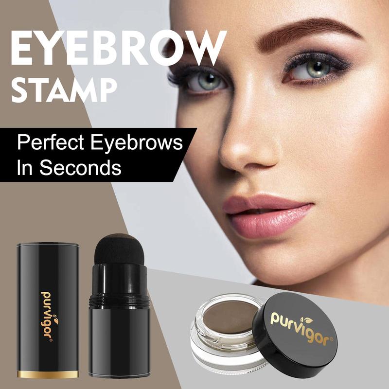 Eyebrow Stamp Kit, 1 Set Including Eyebrow Stamp & Eyebrow Powder & Eyebrow Card & Eyebrow Brush & Eyebrow Razor, Eye Brow Makeup Tool for Women