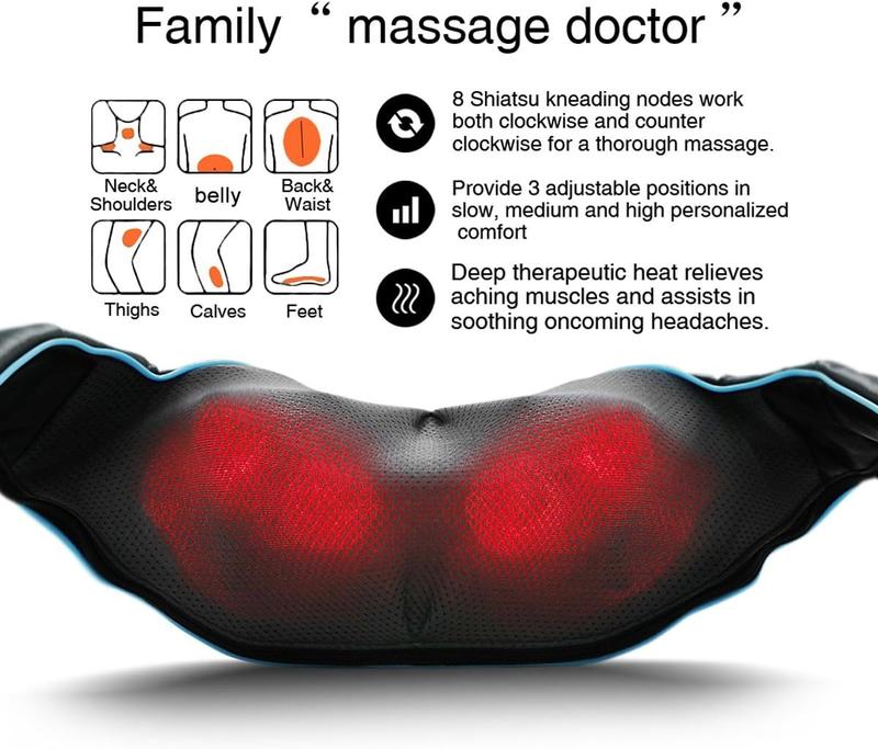 Father's Day choice MoCuishle Shiatsu Back Shoulder and Neck Massager with Heat, Electric Deep Tissue 4D Kneading Massage, Best Gifts for Women Men Mom Dad Relaxing Therapy