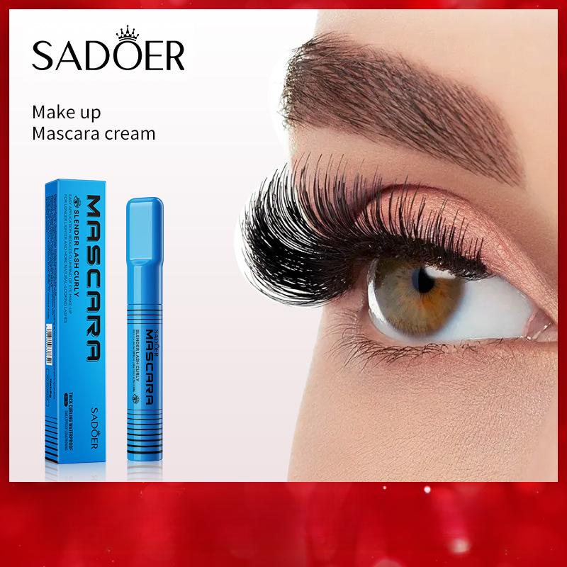 SADOER Waterproof Volume Curling Mascara 8g - Long-Lasting, Sweat-Resistant Formula for Thick, Curly Eyelashes - Buildable, Lightweight Makeup for Daily Use - Cosmetic with Carbon and Silk Fiber