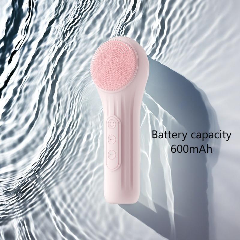 Rechargeable Portable Silicone Thermostatic Facial Cleansing Brush, High Frequency Vibration Facial Skin Care Brush, Facial Skin Care Tool for Women & Men