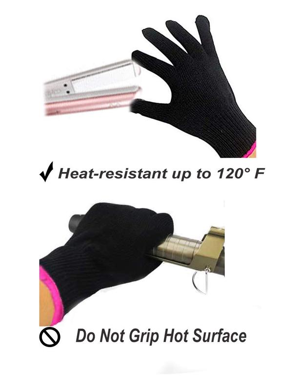 Heat Resistant Glove for Hair Styling, Curling Iron, Flat Iron and Curling Wand, Black, Pink Edge, 1 count