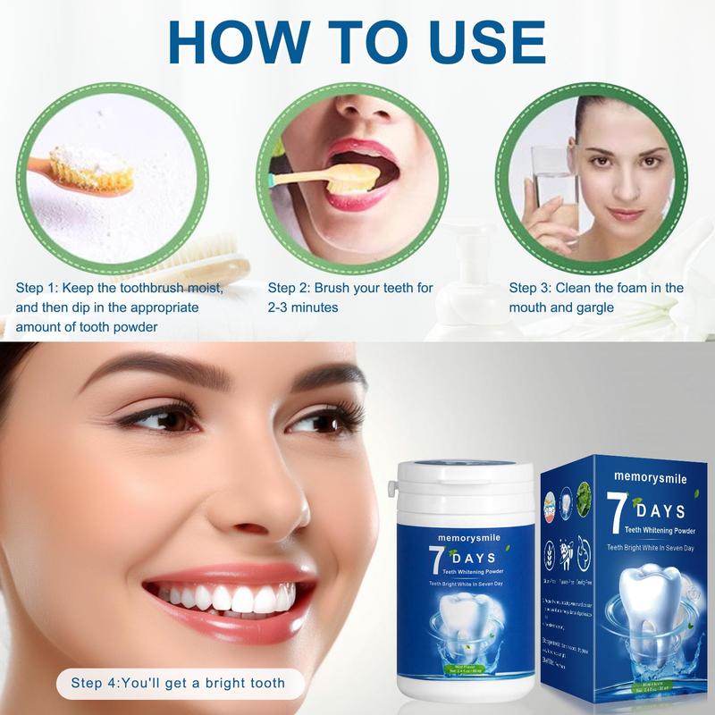 Teeth Brightening Powder, Teeth Powder, Oral Care Teeth Whitene for Removing Yellow Teeth, Enhancing Teeth Brightness, Daily Oral Care Product