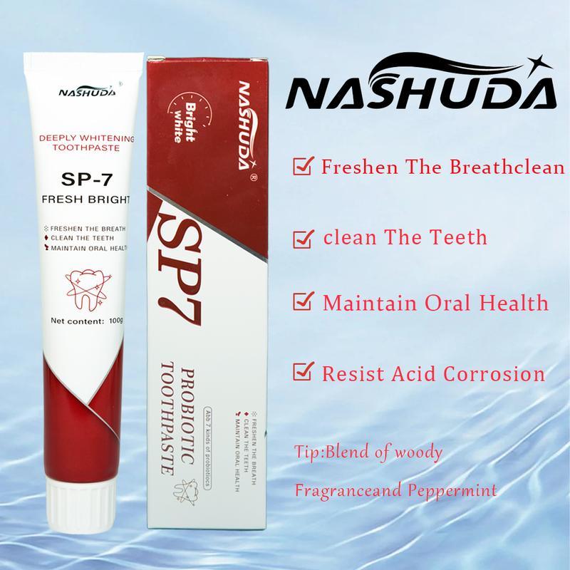 NASHUDA SP-7 Probiotic Toothpaste EnhancedFormula Balances The OralMicrobiome, Removes Stains, AndProvides Long-lasting Fresh Breath