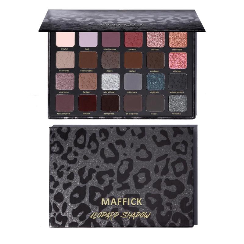 Random Color Leopard Pattern Eyeshadow, Matte & Glitter Eye Shadows Palette, Long Lasting Shimmering Eye Shadow, High Pigmented Blendable Eyeshadow Powder