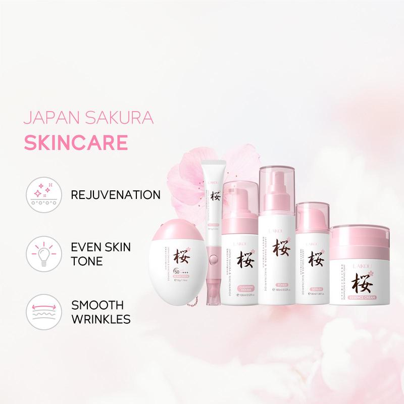 Cherry Blossoms Skin Care Kit, 1 Set Facial Cleansing Hydrating And Nourishing Kit, Moisturizing Skin Care Set For Women