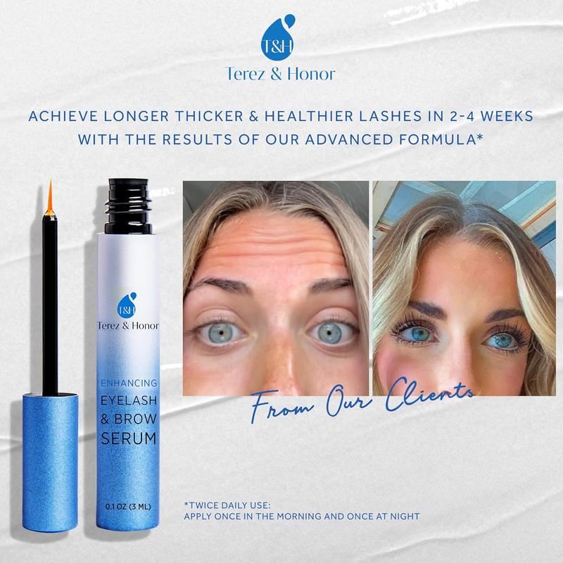 Advanced Eyelash Serum for Thicker, Longer Eyelashes and Eyebrows - Grow Luscious Lashes with Brow Enhancer (3mL) - terez honor lash serum