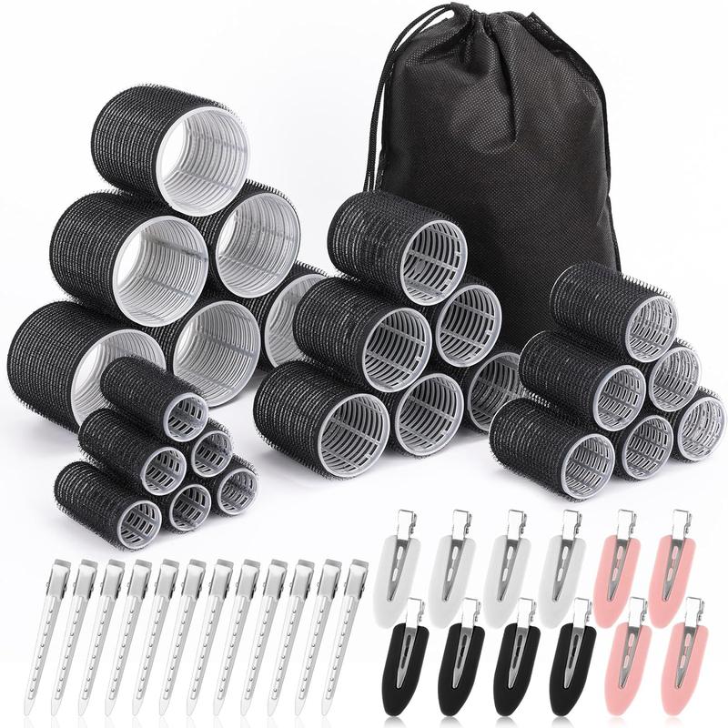 Hair Curlers & Hair Clips Set, 48pcs set Including 24 Hair Rollers & 24 Hair Clips, Heatless Hair Styling Tools for Long Medium Short Hair, Christmas Gift