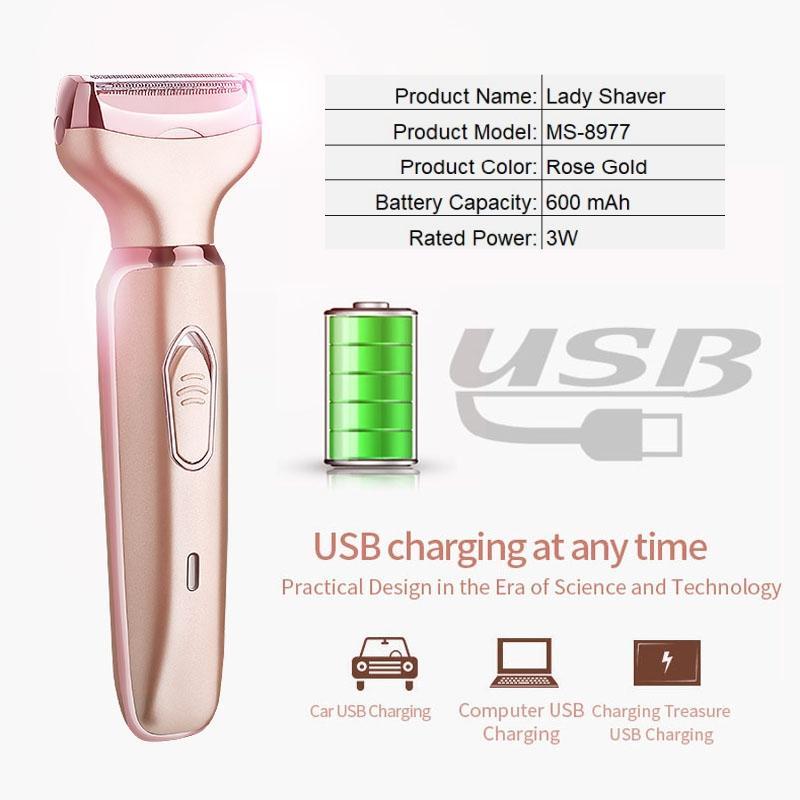 2 in 1 Electric Shaver for Women, 1 Box USB Rechargeable Body and Facial Epilator, Portable Waterproof Bikini Trimmer, Painless Hair Removal for Arms, Legs, Christmas Gift