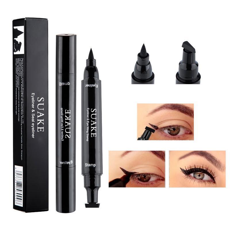 2 in 1 Double-headed Waterproof Eyeliner, Sweat Proof Fine Tip Eyeliner Pens, Quick Drying Eyeliner with Flexible Tip & Comfortable Grip, Eye Makeup Tool