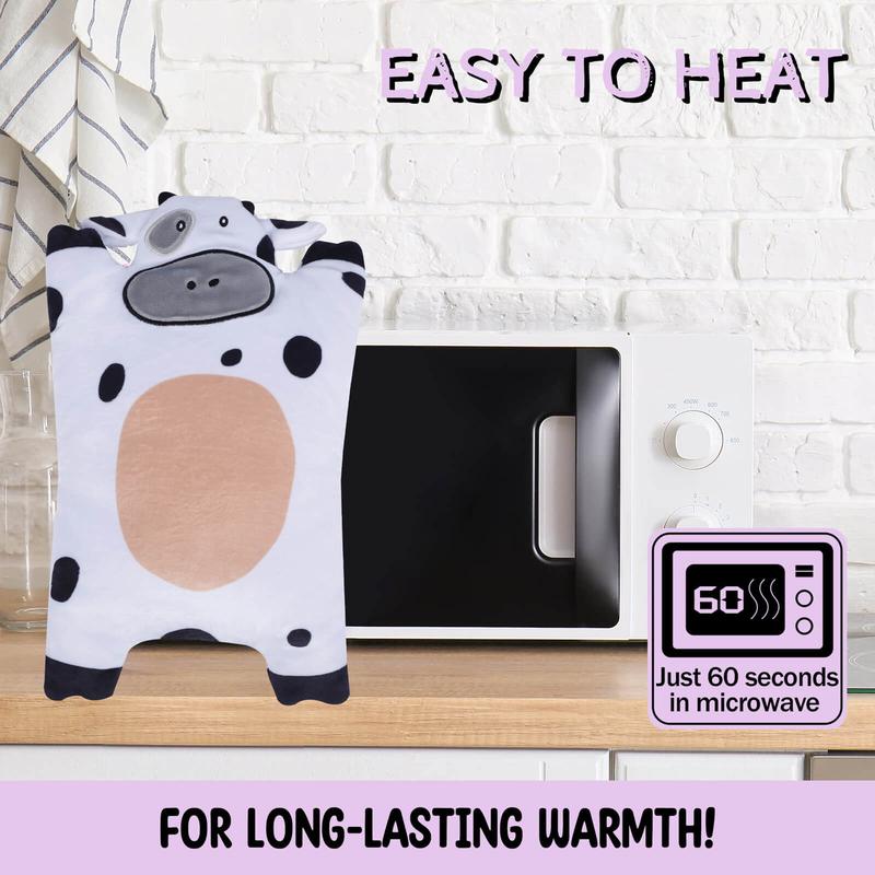 Microwave Heating Pad, Cute Cow Design Heating Pad, Removable Lavender Scented Plush, Manual Massage Tool for Menstruation Period