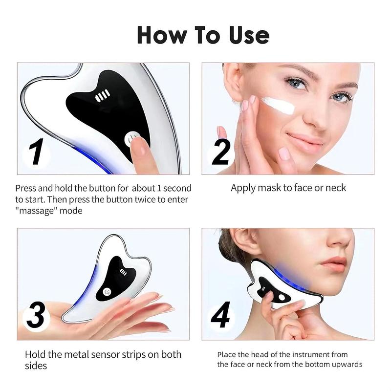 Portable Facial & Neck Electric Massage Tool, Vibration & Heating Massager, Electric Guasha, USB Rechargeble, Multifunctional Eye Massager