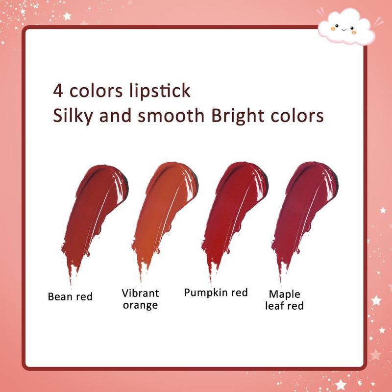 4-Count Long-Lasting Moisturizing Matte Lipstick Set - Easy Application, Sweat-Proof, Velvet Finish Lip Balm for All Occasions - Perfect for Girls & Women