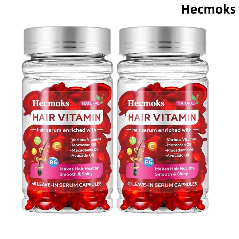 HECMOKS Professional Hair Treatment Serum Capsules - Infused with Vitamins A, C, E & Pro B5 for Improved Hair Health - 40 Capsules