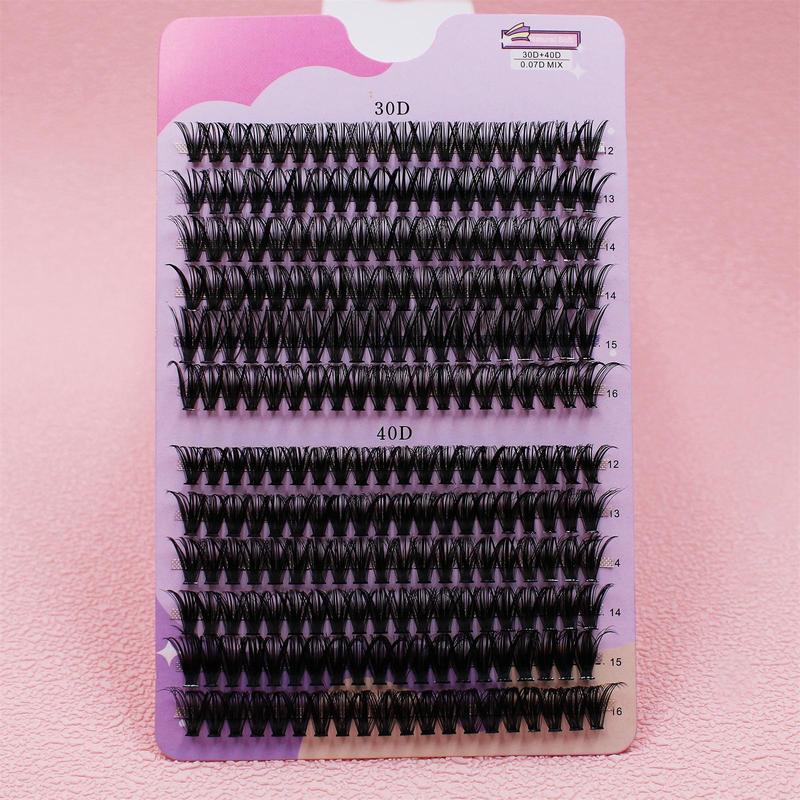 Mixed D Curl Cluster Lashes, 1 Box Individual False Eyelashes, 30D& 40D Natural Curling Eyelashes for Lash Extensions, False Eyelashes for Women and Girls Eye Makeup Enhancement, Christmas Gift