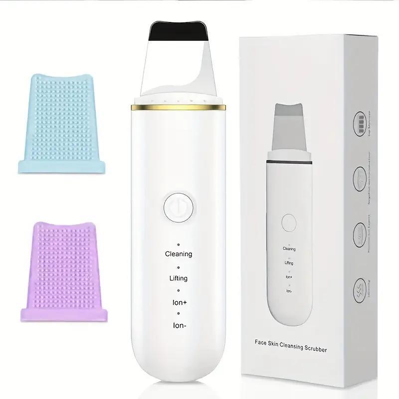 Facial Skin Cleaner, USB Charging 4 Modes Ultrasonic Skin Scraper Pore Cleaning Face Exfoliating Clean Face Deep Cleaning