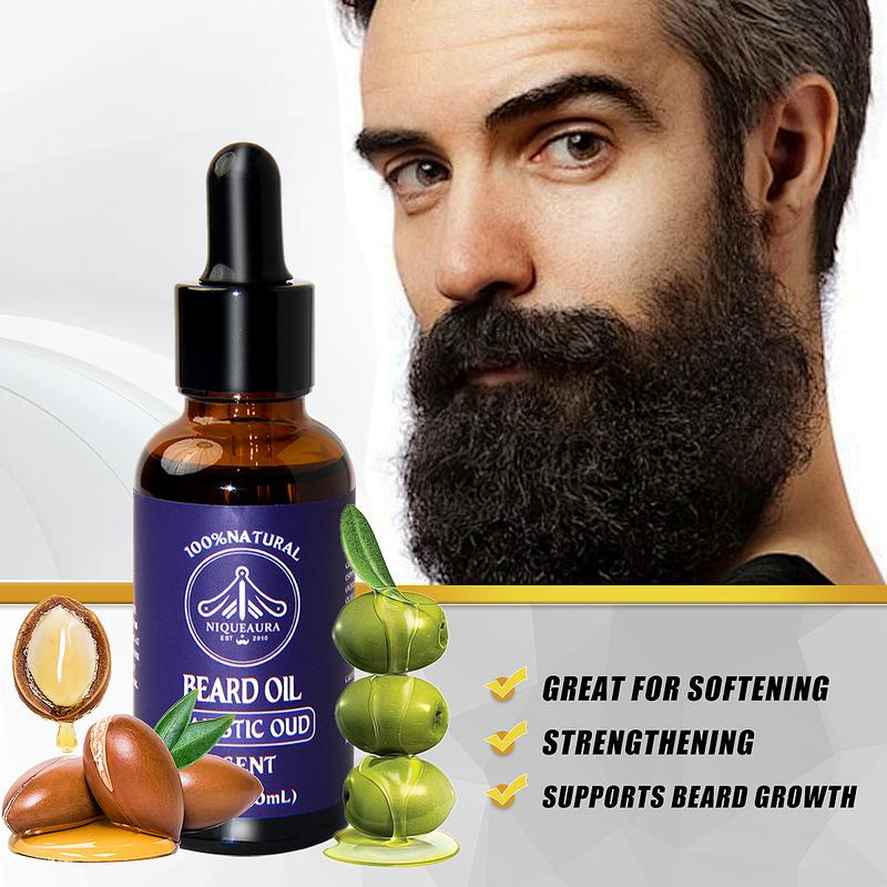 NiqueAura Spiced Vanilla Beard Oil for Men - Natural Mens Beard Oil with Argan and Jojoba Oil - Beard Softener, Strengthens and Moisturizes Hair Care Comfort