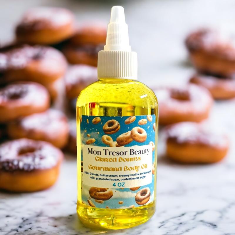 Glazed Donut Body Oil, moisturizer, hydrating, fried dough, condensed milk, creamy vanilla, buttercream, sugar, Womens body oil, Body Care, naturally hydrating, cruelty free Moisturizing Fragrance Scented