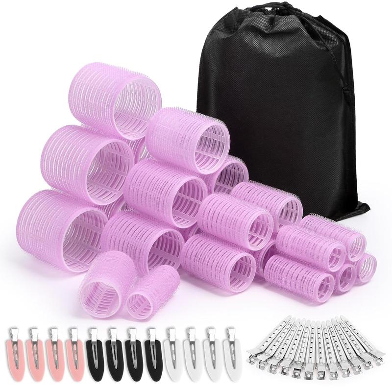 Hair Curlers & Hair Clips Set, 48pcs set Including 24 Hair Rollers & 24 Hair Clips, Heatless Hair Styling Tools for Long Medium Short Hair, Christmas Gift