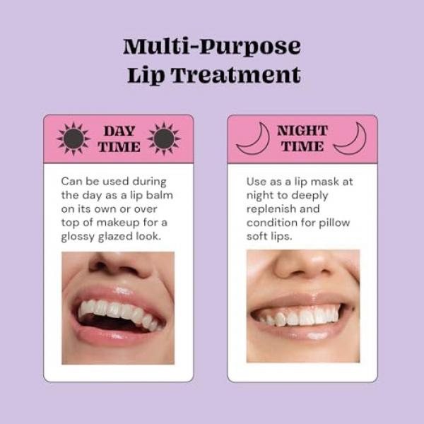 Overnight Lip Mask for Dry Lips. Fruit Butter Lip Mask, Hydrating and Moisturizing Lip Balm for Soft, Smooth Lips. Clear, 10ml