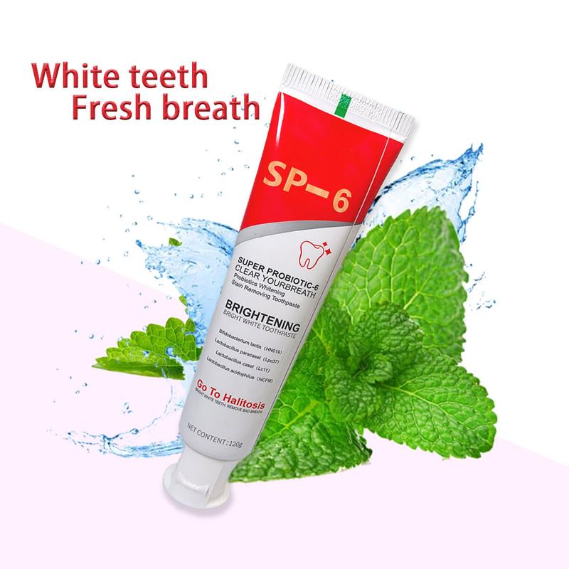 SP-6 Toothpaste Remove smoke stains, Oral Health Management,Fresh Breath,Probiotic Toothpaste for Oral Health Management, with Sodium Saccharin and Lactobacillus,Hydroxyapatite, Whitening Toothpaste