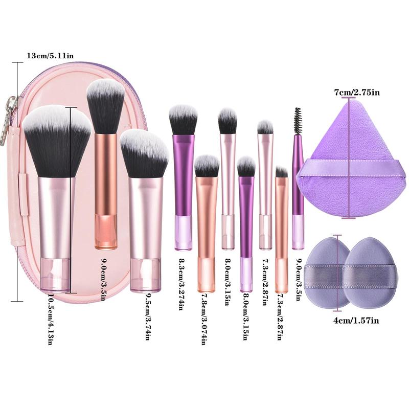 Makeup Brush Set with Storage Bag, Versatile Soft Travel Brushes with Soft Bristles & Comfortable Grip for Beginners, Professional Cost-effective Makeup Tool Set for Women