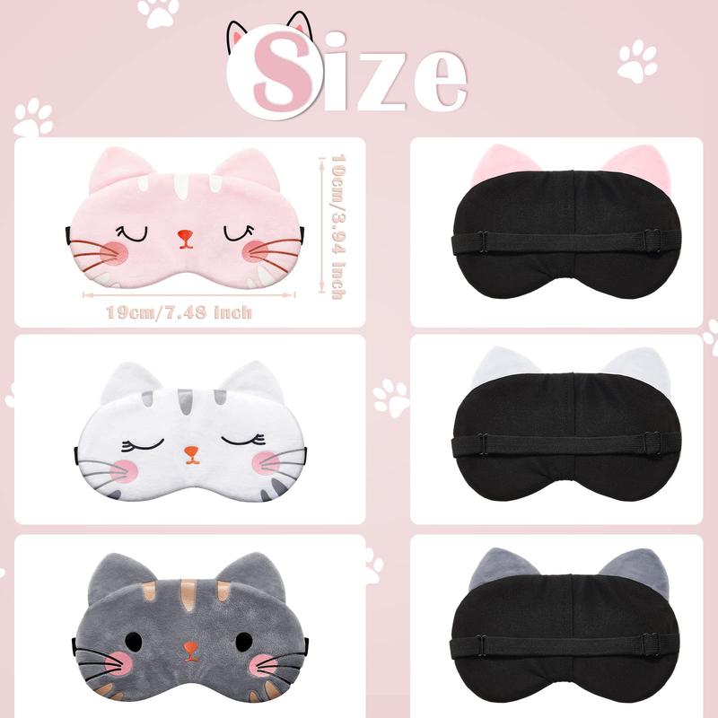 Cute Eye Mask for Sleeping 3 Pieces Cartoon Dog Face Eye Cover Funny Animal Cat Sleeping Mask Soft Lightweight Night Sleep Eye Masks Kitty Eye Mask Blindfolds for Women Men Kids