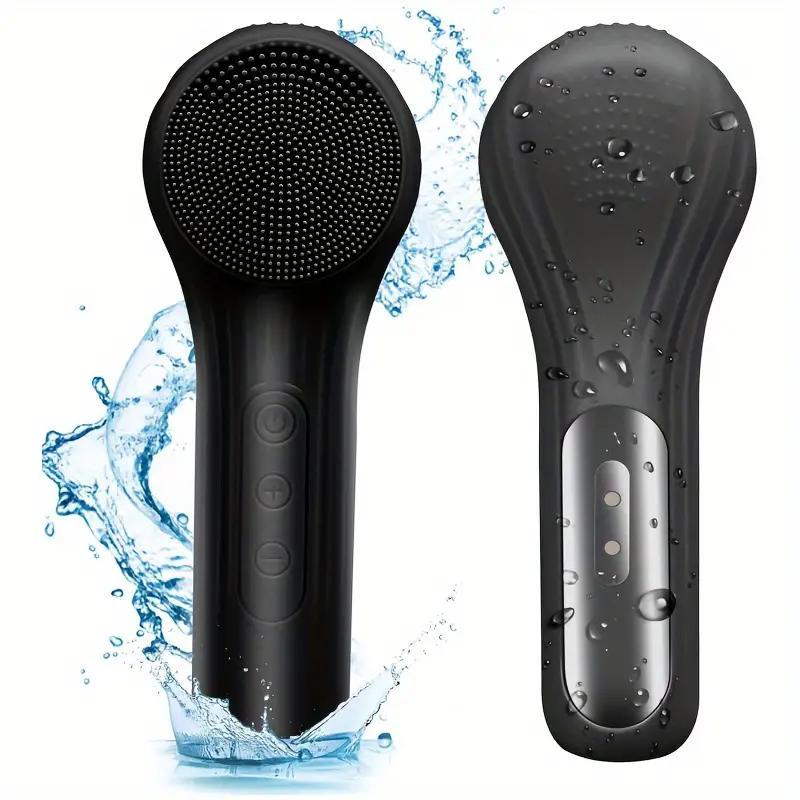 Rechargeable Portable Silicone Thermostatic Facial Cleansing Brush, High Frequency Vibration Facial Skin Care Brush, Facial Skin Care Tool for Women & Men