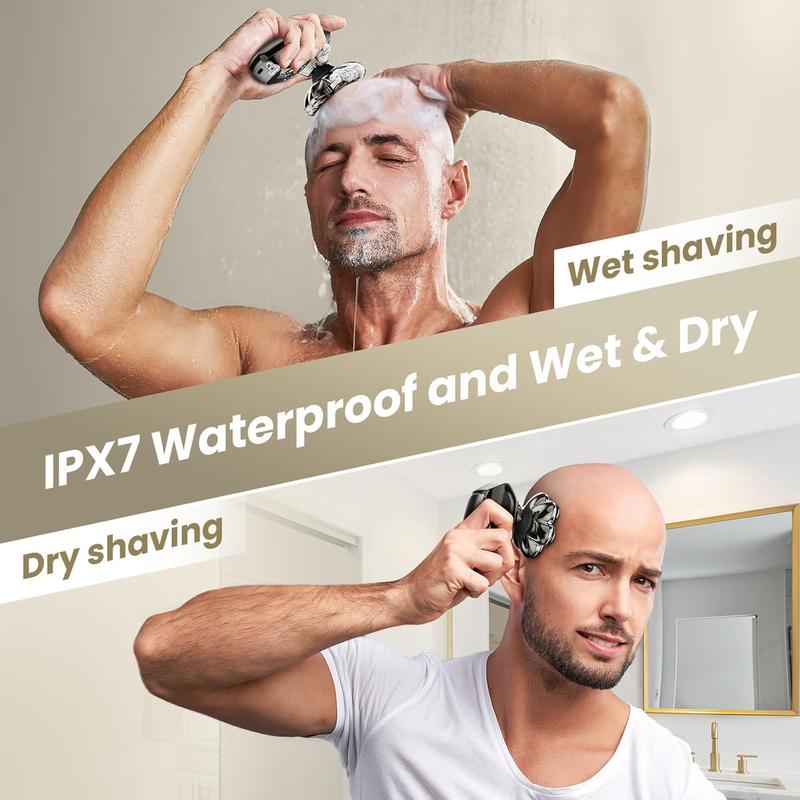 7D Head Shavers for Bald Men,  Detachable Head Shaver LED Display Dry Wet ,IPX7 Waterproof Head Shavers with Type-C Charge Brush Comb Comfort Razor