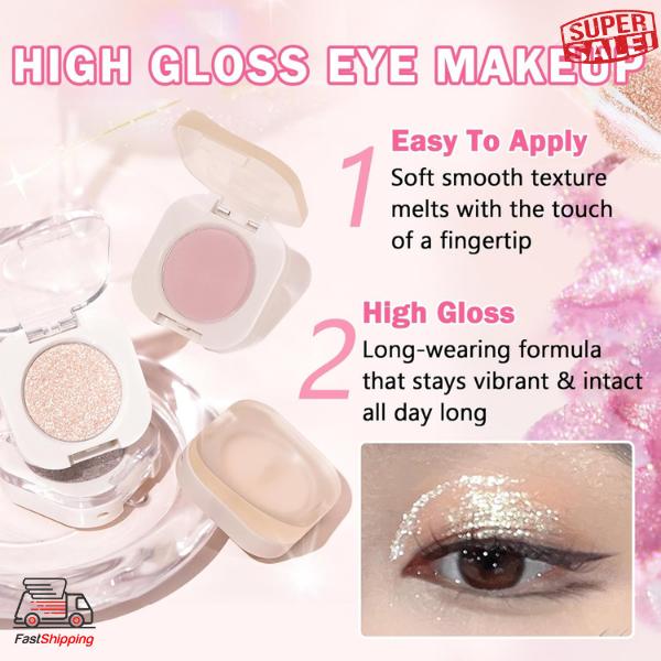 Glitter Eyeshadow Champagne Single Eyeshadow, Daily Multiuse Glossy Eyes Makeup, Ultra Fine Shimmer Eyeshadow Lightweight Sparkling Blendable Formula