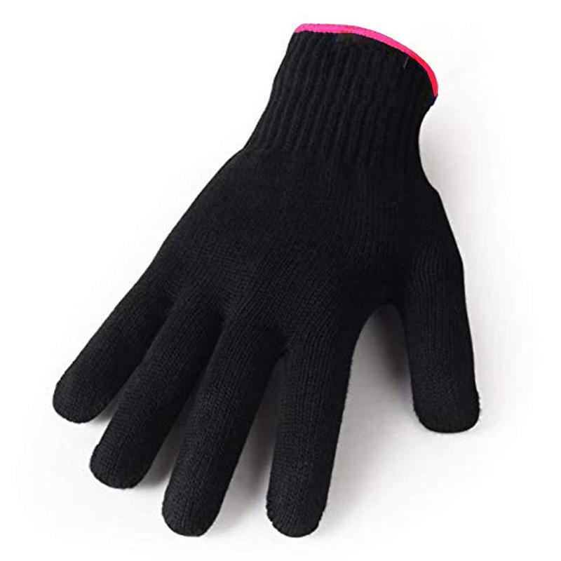 Heat Resistant Glove for Hair Styling, Curling Iron, Flat Iron and Curling Wand, Black, Pink Edge, 1 count