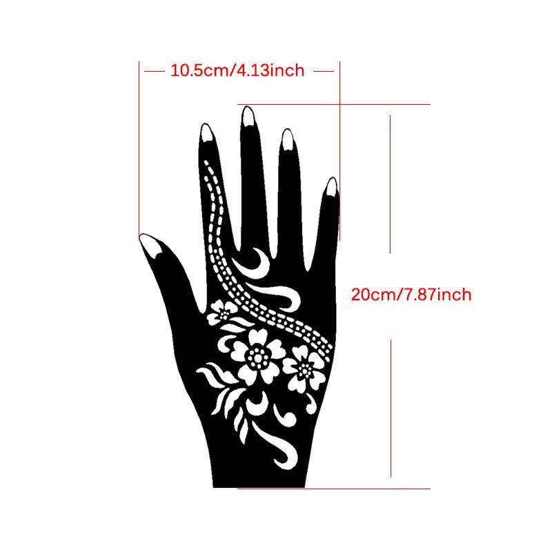 Flower Pattern Hand Tattoo Stencils, 8pcs Creative Hollow Templates, Body Art Decorations For Men & Women