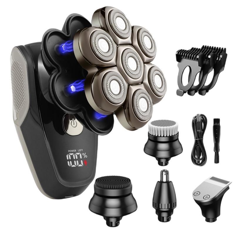 7D Head Shavers for Bald Men,  Detachable Head Shaver LED Display Dry Wet ,IPX7 Waterproof Head Shavers with Type-C Charge Brush Comb Comfort Razor