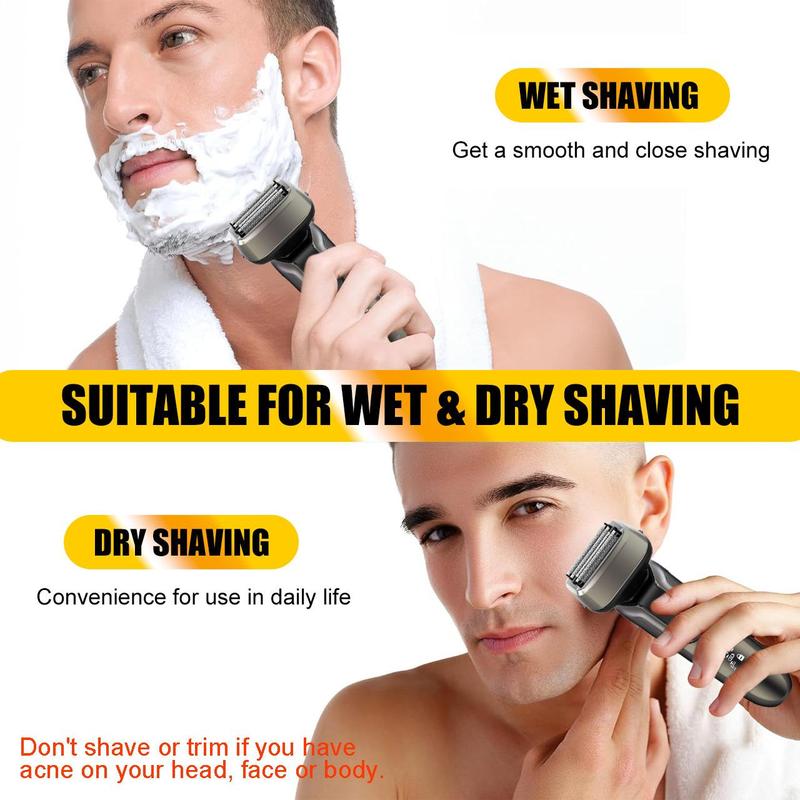 Electric Shaver, 1 Box Waterproof Electric Razor, Wet and Dry Use Men's Beard Trimmer, Safety Razor for Men, Great for Travel, Outing, Daily Use