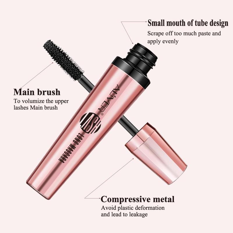 4D Long Mascara, 1 2 Counts Natural and Long-lasting Eyelash Extensions Mascara, Professional Eye Mascara for Women & Girls